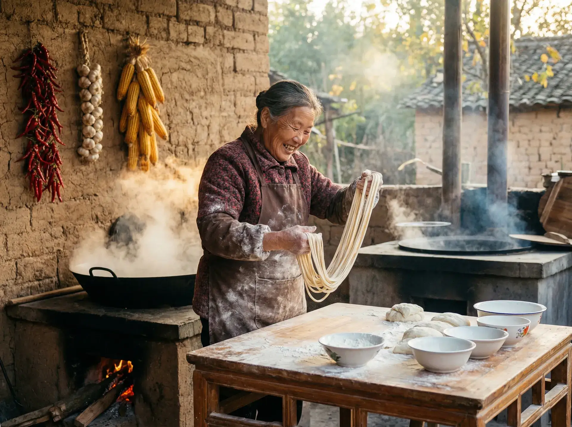 农家大嫂手擀面 - 娜可露露连招 乡村美食